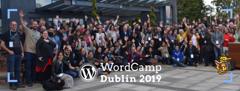 Group shot of attendees of WordCamp Dublin 2019
